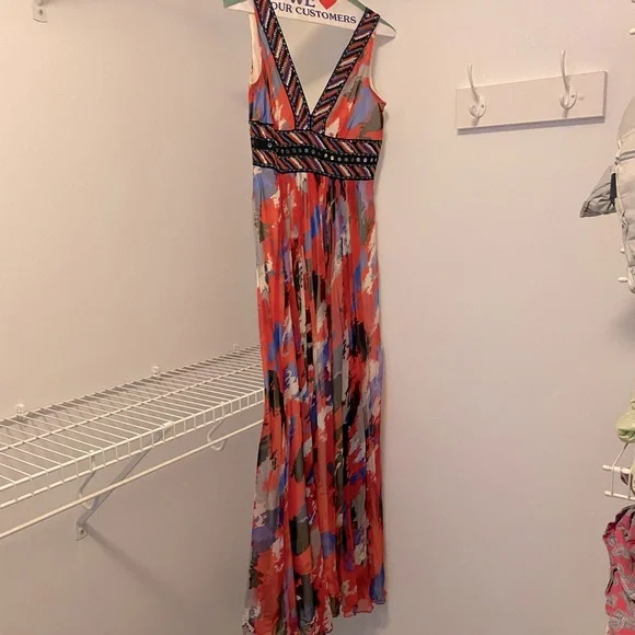 BCBG multi colored long dress